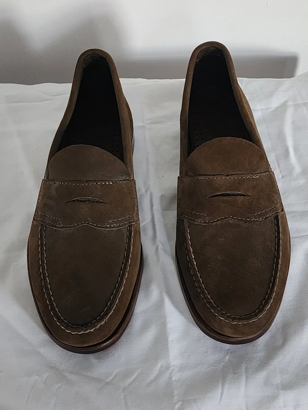 G.H. Bass & Co. Brown Suede Penny Loafers With Horseshoe Plates - Women's Size 8
